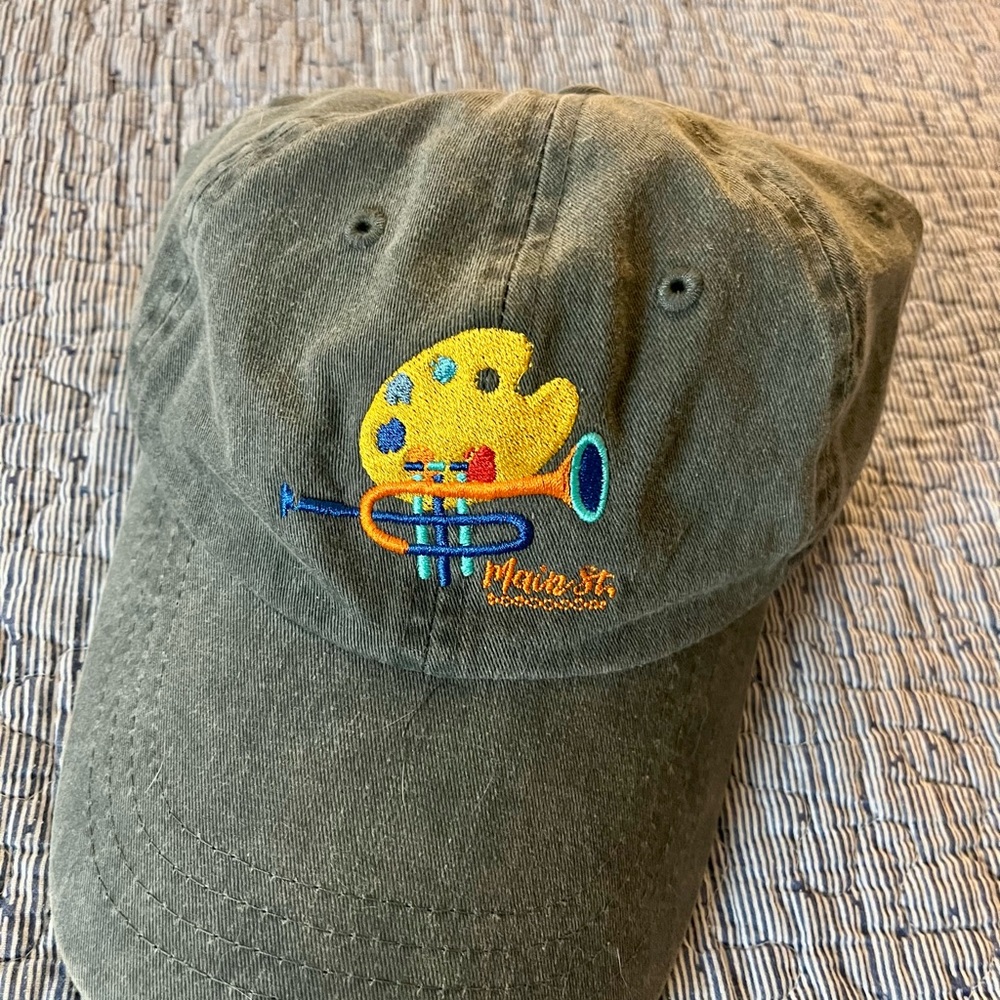 Light green ball cap with Colorful Embroidery -FT Worth - Main Street Art Festiv